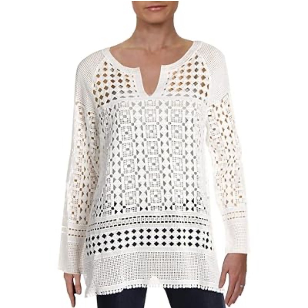 NICZOE Women’s Free Spirit Lace Open‎ Stitch Tunic Top. Size PM